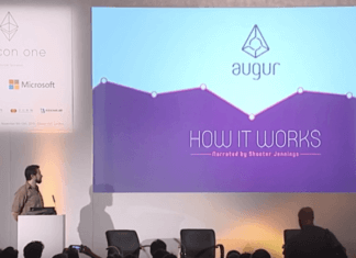 Dr. Jack Peterson showcasing Augur at Devcon On in 2015.