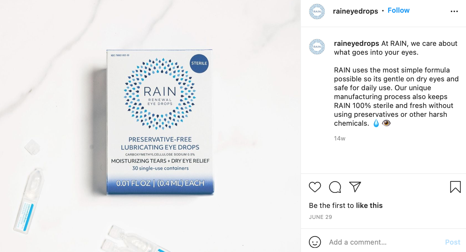 Follow rain Eye Drops on Instagram